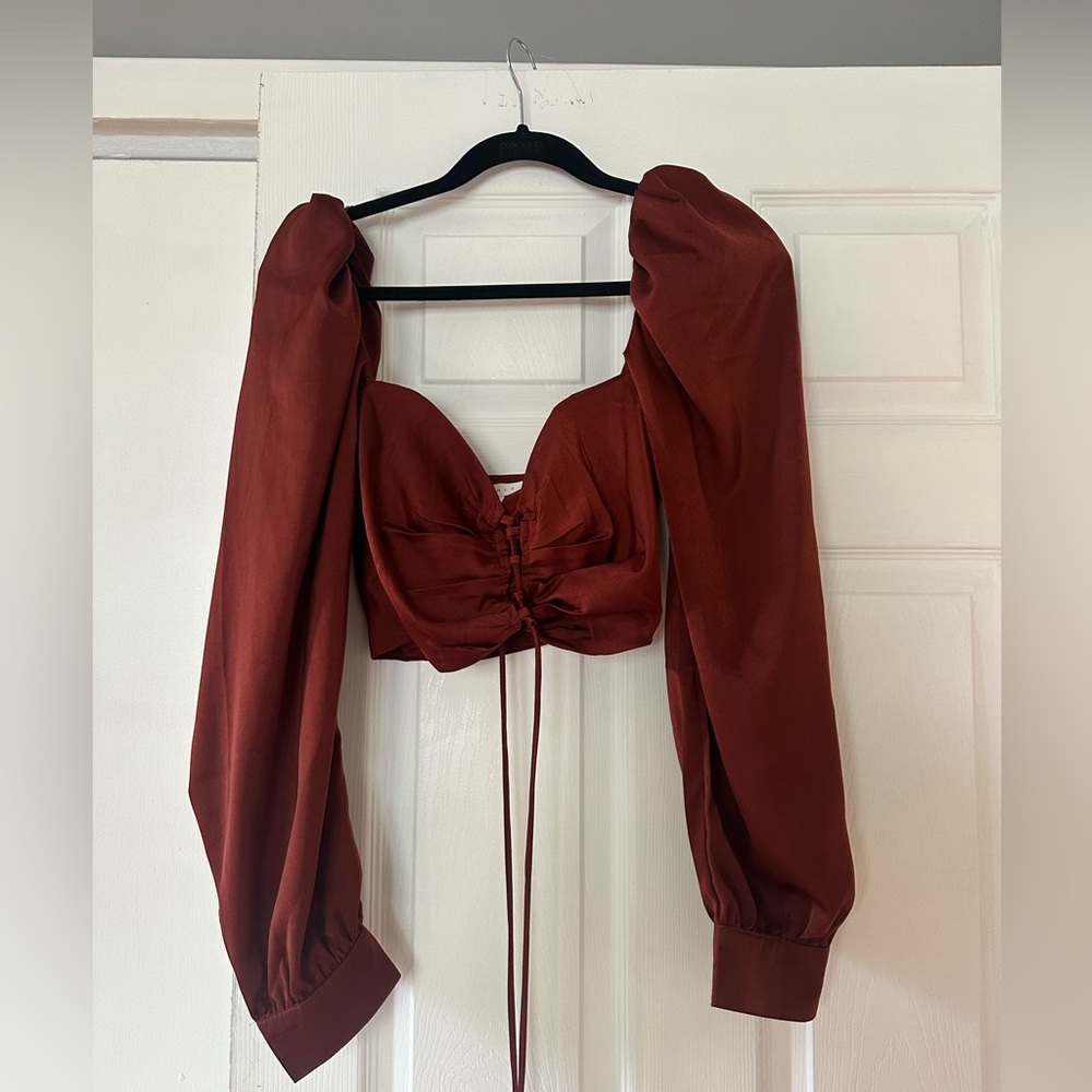 Dark pink long sleeve crop top only worn once